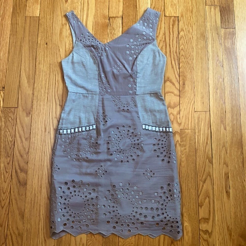 Gray Mini dress with eyelet detail